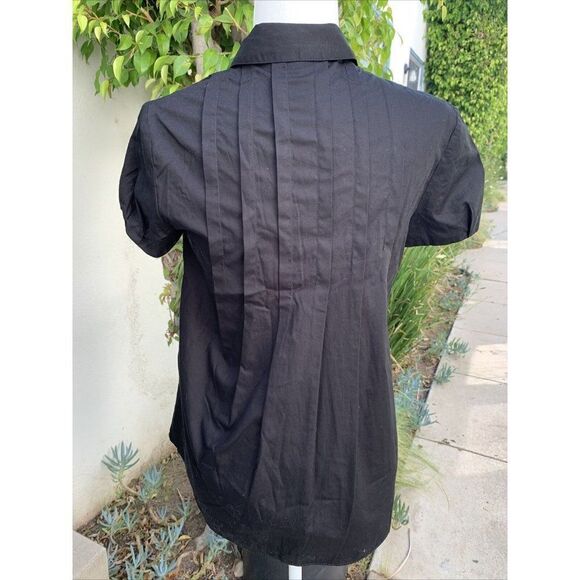 Zara Womens Solid Black Short Sleeve Button Down Top Dress Shirt Small - Picture 4 of 6
